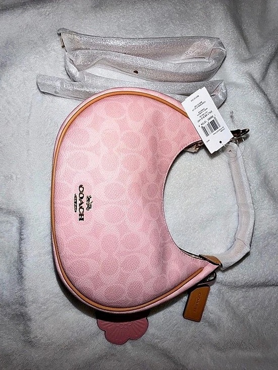 Coach Handbags - Coach Emily Shoulder Bag In Signature Canvas With Charms Pink